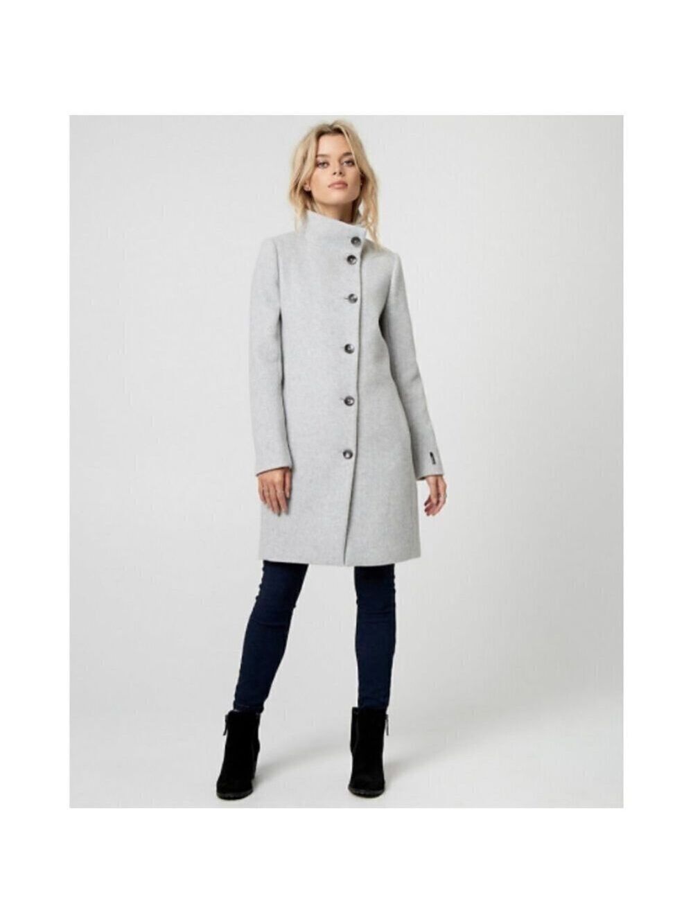 Le Chateau Wool Blend Funnel Neck Asymmetrical Grey Coat Size XXL